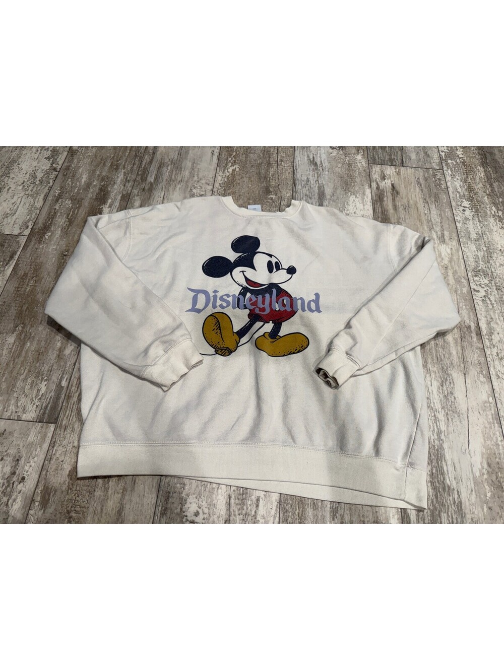 Disney Womens XXL Mickey Mouse Disneyland Sweatshirt Cream Retro